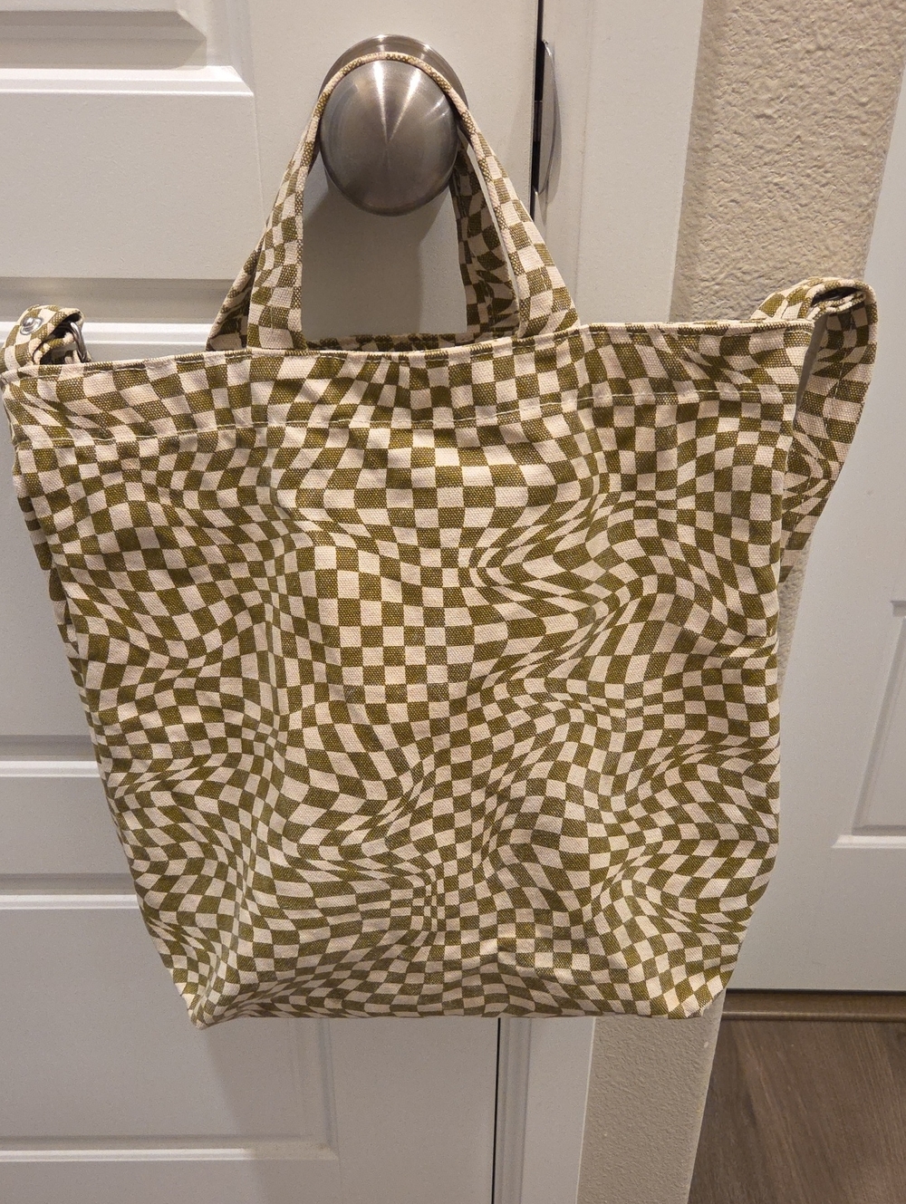 BAGGU Trippy Checkered Duck Bag Olive Green